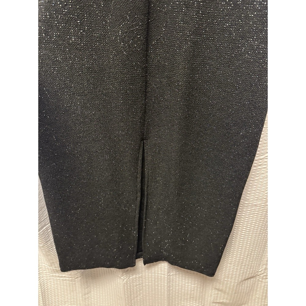 Vintage Teddi Evening Black Sparkle Dress Sleeveless Peplum Cocktail 48.5 " 8 Pe - Picture 11 of 13